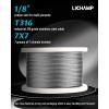 Lichamp 250FT 1/8″ Stainless Steel Wire Rope Cable, Aircraft 316 SS Braided Steel Wire Thin Metal Cable Hardware for Deck Railing Handrail Safety System, SSC250