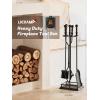Lichamp Fireplace Tools Set, 5-Pieces Indoor Outdoor Sturdy Fire Place Poker Sets with Retro Handle, FTS25BK