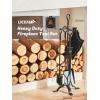 Lichamp Fireplace Tools Set, 5-Pieces Indoor Outdoor Sturdy Fire Place Poker Sets with Retro Handle and Heat Resistant Leather Gloves, FTS55BK