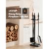 Lichamp Gothic Fireplace Tools Set, 5-Pieces Indoor Outdoor Sturdy Fire Place Poker Sets with Gothic Handle, FTS35BK