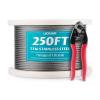 Lichamp 250FT 1/8″ Stainless Steel Wire Rope Cable, Aircraft 316 SS Braided Steel Wire Thin Metal Cable Hardware for Deck Railing Handrail Safety System, SSC250