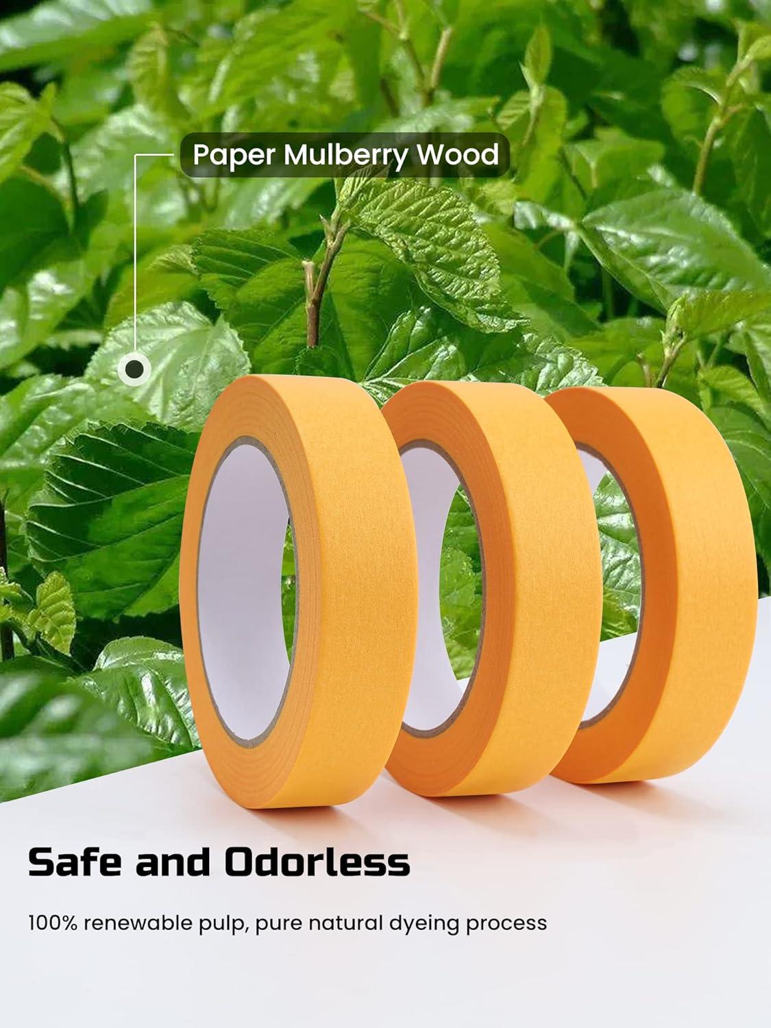 imageLichamp 10 Bulk Pack 1 Inch Yellow Painters Tape Orange Masking Tape 095 inch x 55 Yard x 10 roll 1010YNTotal 550 Yards