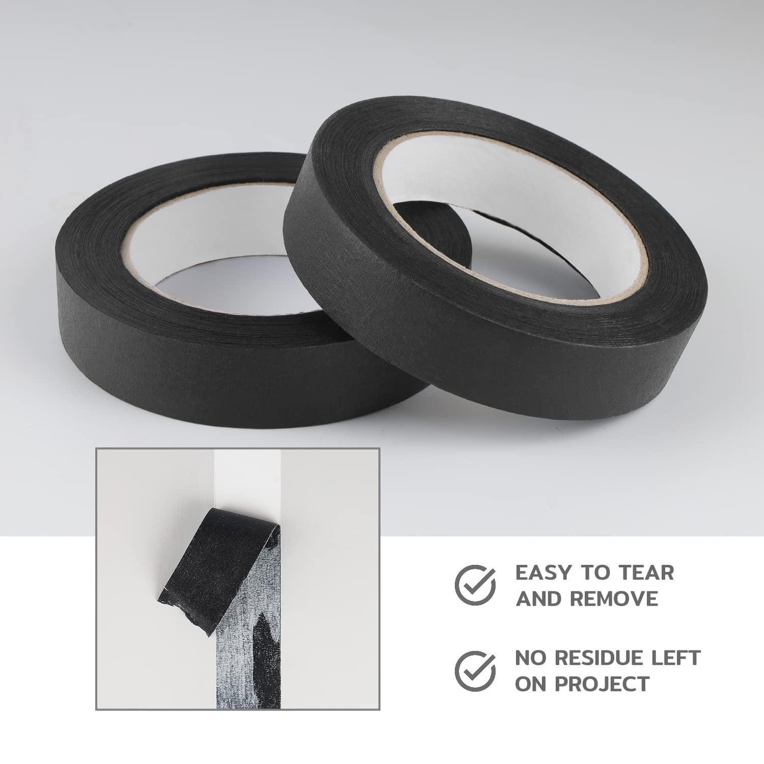 imageLichamp 10 Pack Black Painters Tape 1 inch Medium Adhesive Black Masking Tape Bulk Multi Pack 1 inch x 55 Yards x 10 Rolls 550 Total Yards