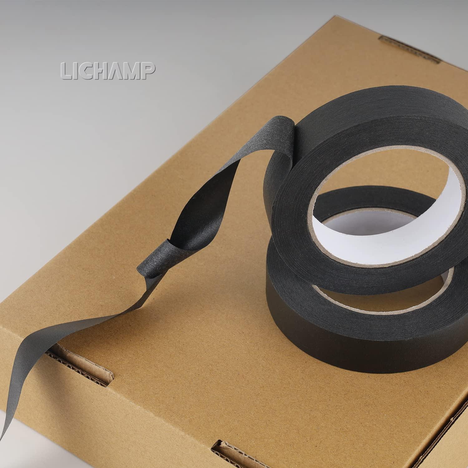 imageLichamp 10 Pack Black Painters Tape 1 inch Medium Adhesive Black Masking Tape Bulk Multi Pack 1 inch x 55 Yards x 10 Rolls 550 Total Yards