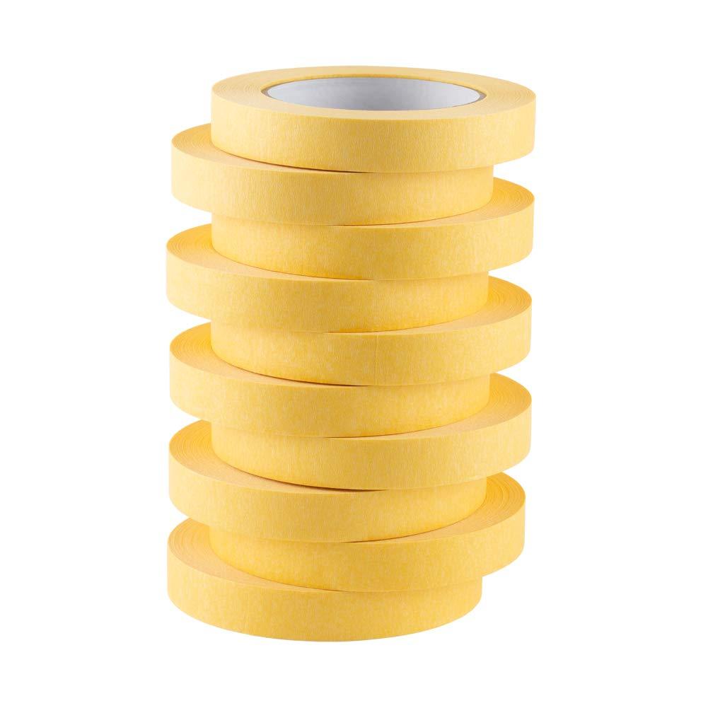 imageLichamp 10Pack Automotive Refinish Masking Tape Yellow 18mm x 55m Cars Vehicles Auto Body Paint Tape Automotive Painters Tape Bulk Set 07inch x 60 Yards x 10 Rolls