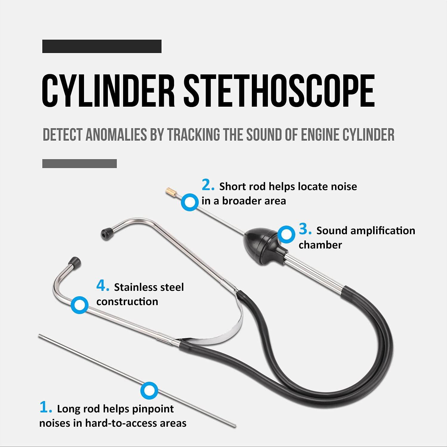 imageLichamp 11pcs Compression Tester Adapter Kit Automotive Engine Cylinder Leak Down Compression Test Motor Pressure Gauge Include Engine Cylinder Stethoscope