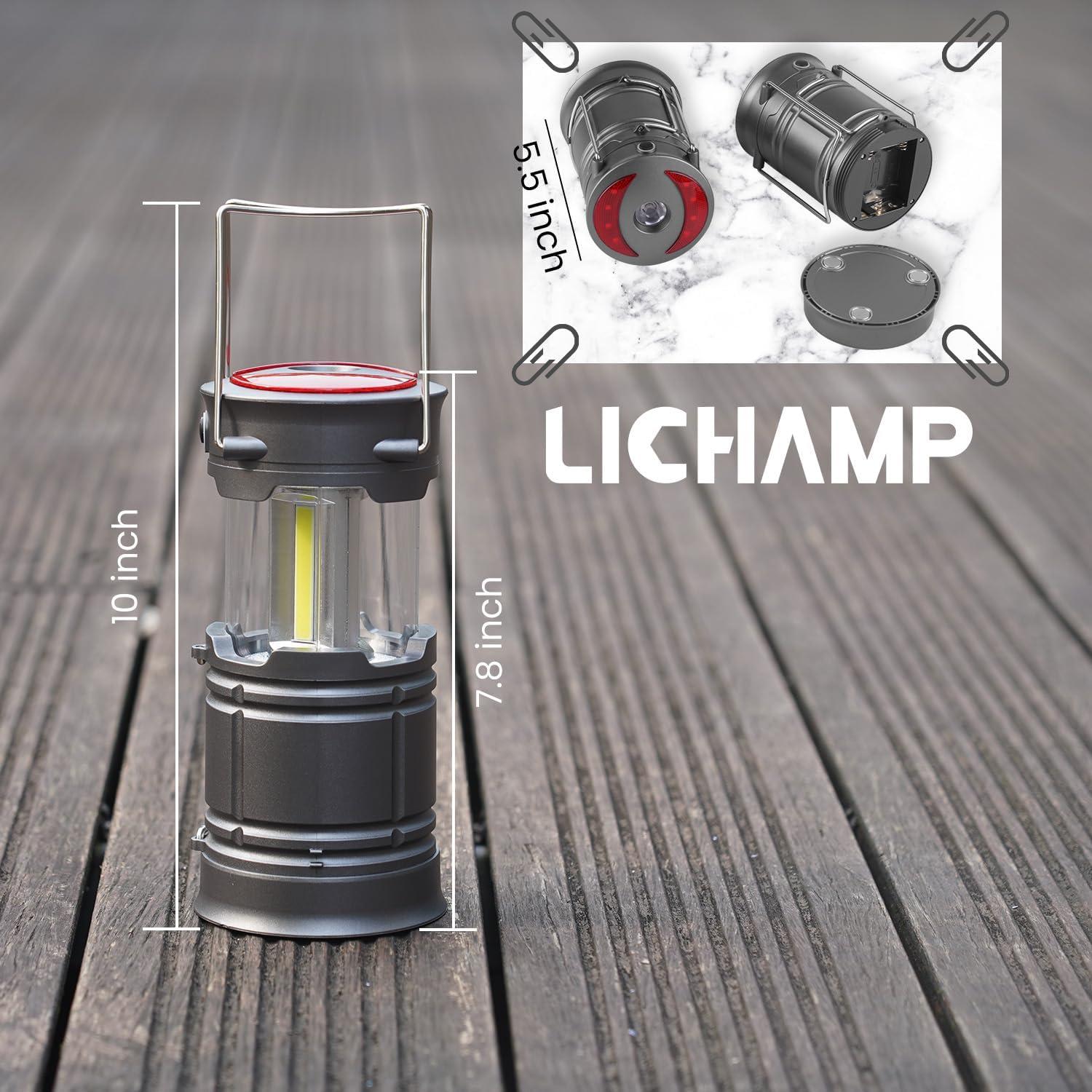 imageLichamp 2 Pack LED Camping Lanterns Battery Powered Lantern Flashlight COB Camp Light for Power Outages Camping Supplies and Home Hurricane Supplies F2GY