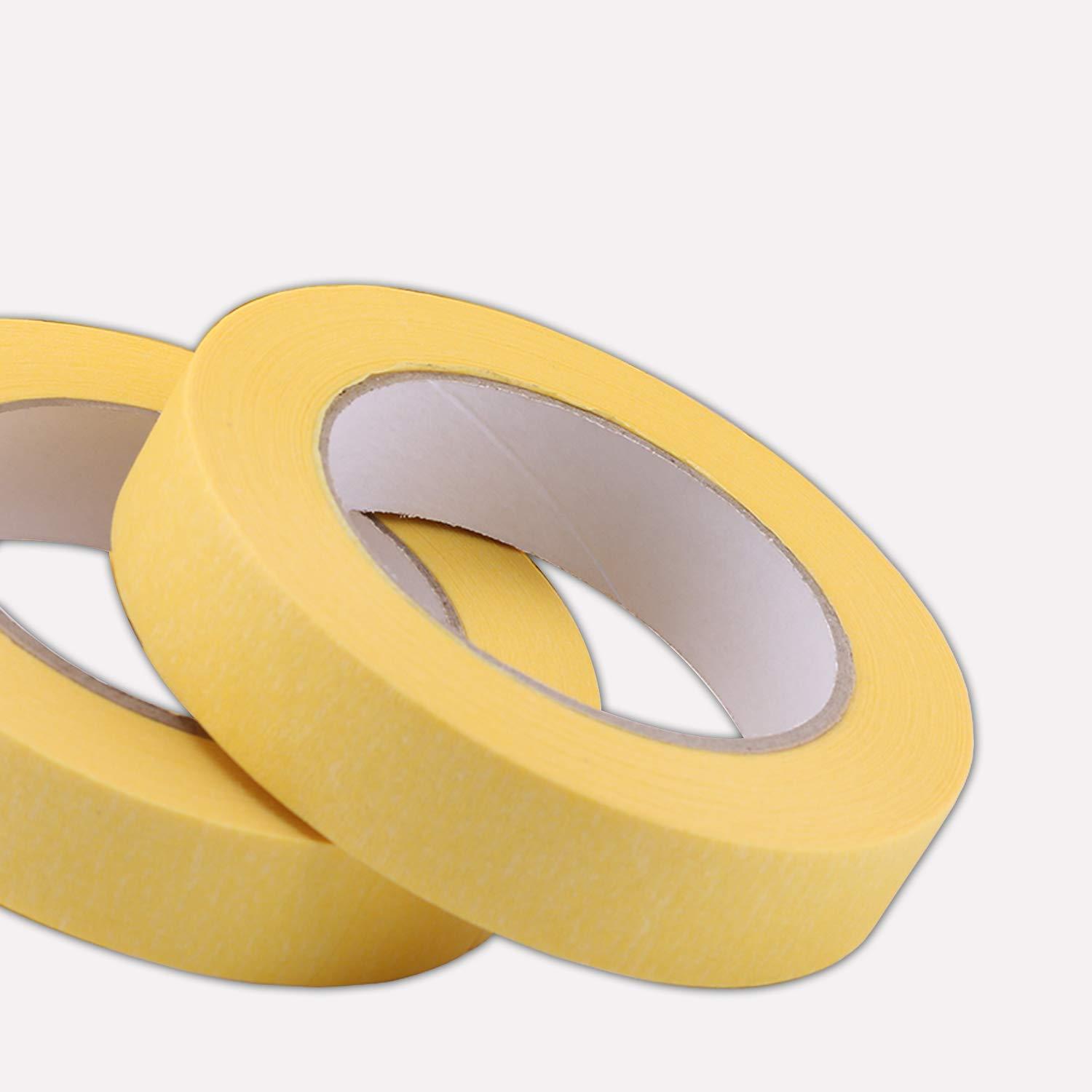 imageLichamp 25mm x 50m Yellow Automotive Masking Tape for Painting Auto Body Masking Tape for Car Detailing Yellow Painters Tapes 1 inch x 55 Yards x 2 Rolls