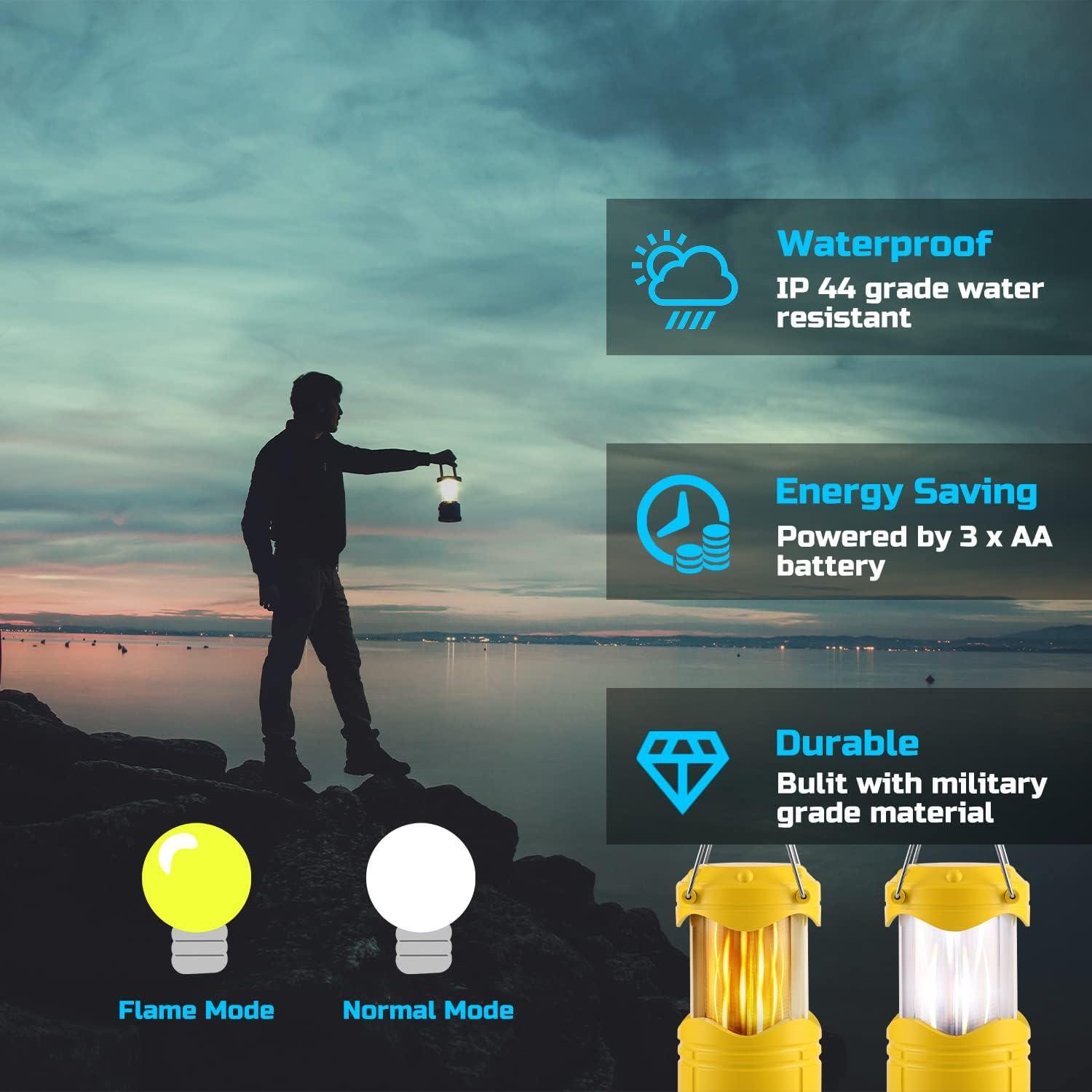 imageLichamp 4 Pack LED Camping Lanterns Collapsible Flameless Candles Tea Lights Portable Battery Powered Camping Lights Emergency Supplies Kit GreenYellow