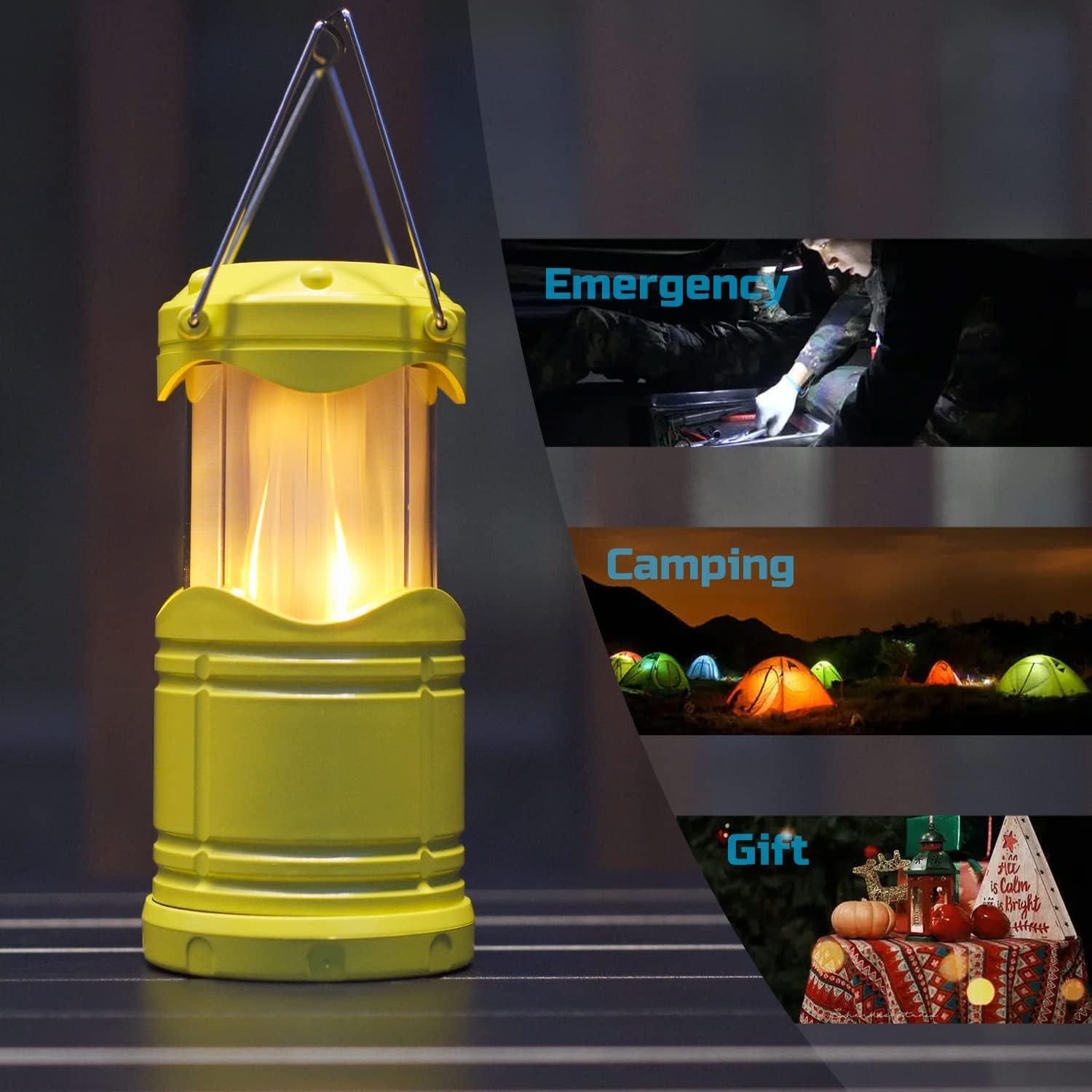 imageLichamp 4 Pack LED Camping Lanterns Collapsible Flameless Candles Tea Lights Portable Battery Powered Camping Lights Emergency Supplies Kit GreenYellow