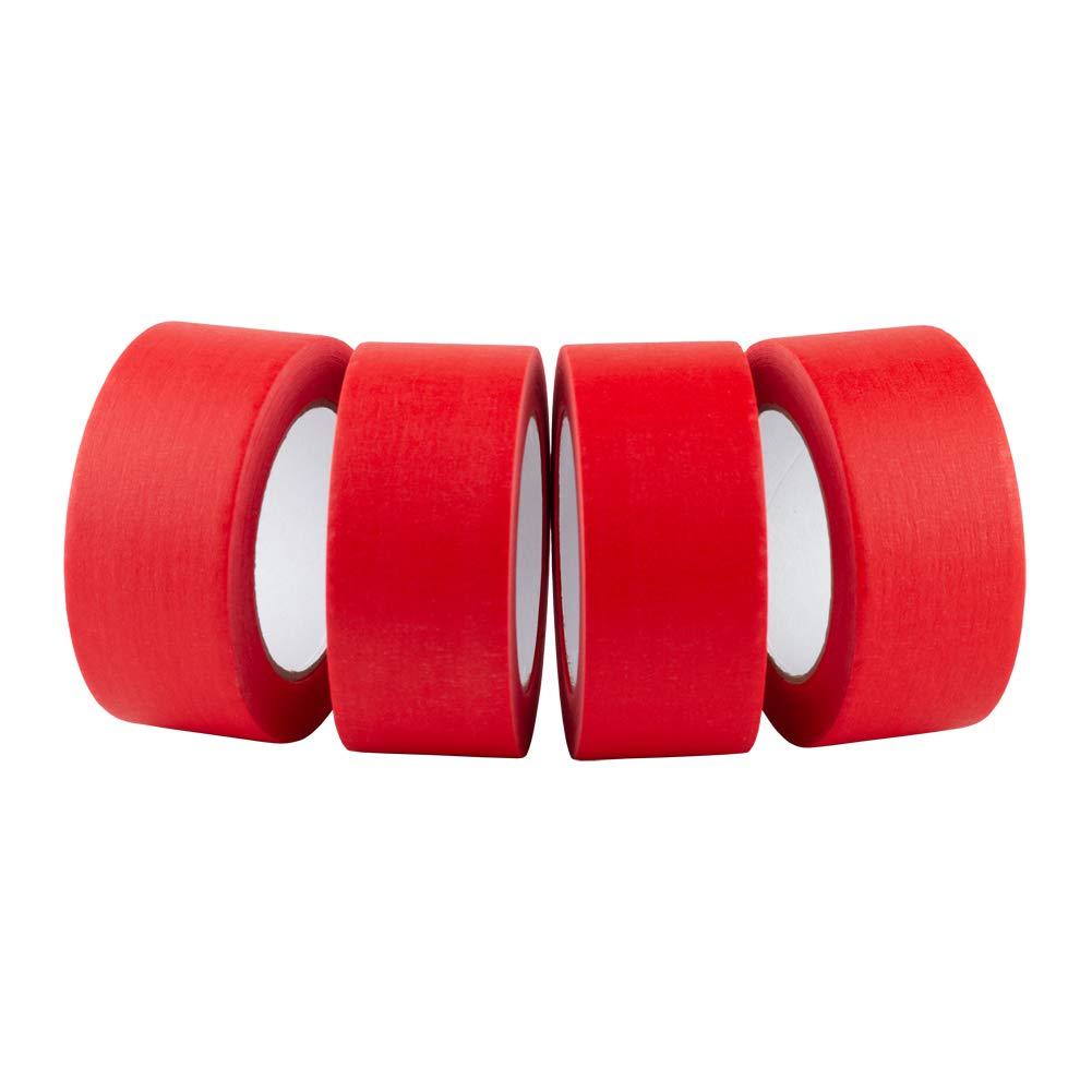 imageLichamp 4 Pack Red Painters Tape 2 inch Wide Medium Adhesive Red Masking Tape Bulk Multi Pack 2 inch x 55 Yards x 4 Rolls 220 Total Yards