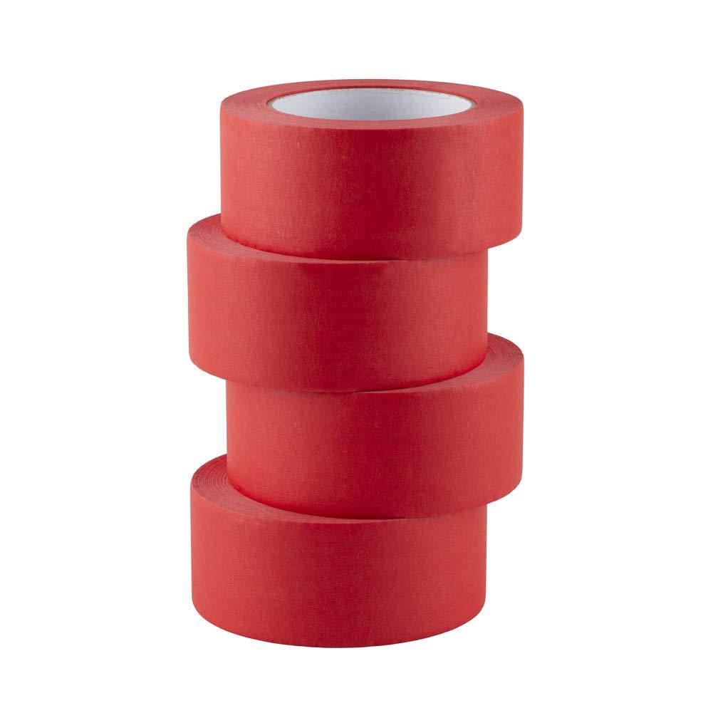 imageLichamp 4 Pack Red Painters Tape 2 inch Wide Medium Adhesive Red Masking Tape Bulk Multi Pack 2 inch x 55 Yards x 4 Rolls 220 Total Yards