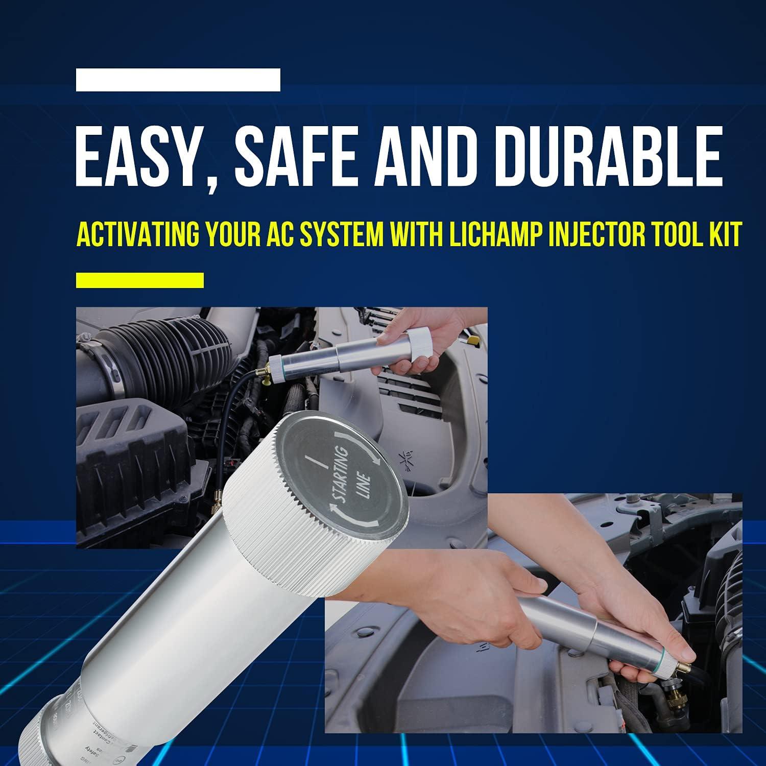 imageLichamp AC Oil Injector R134A R410A HVAC AC Dye Injector Kit with Coupler and Oil Checkers ODIB01