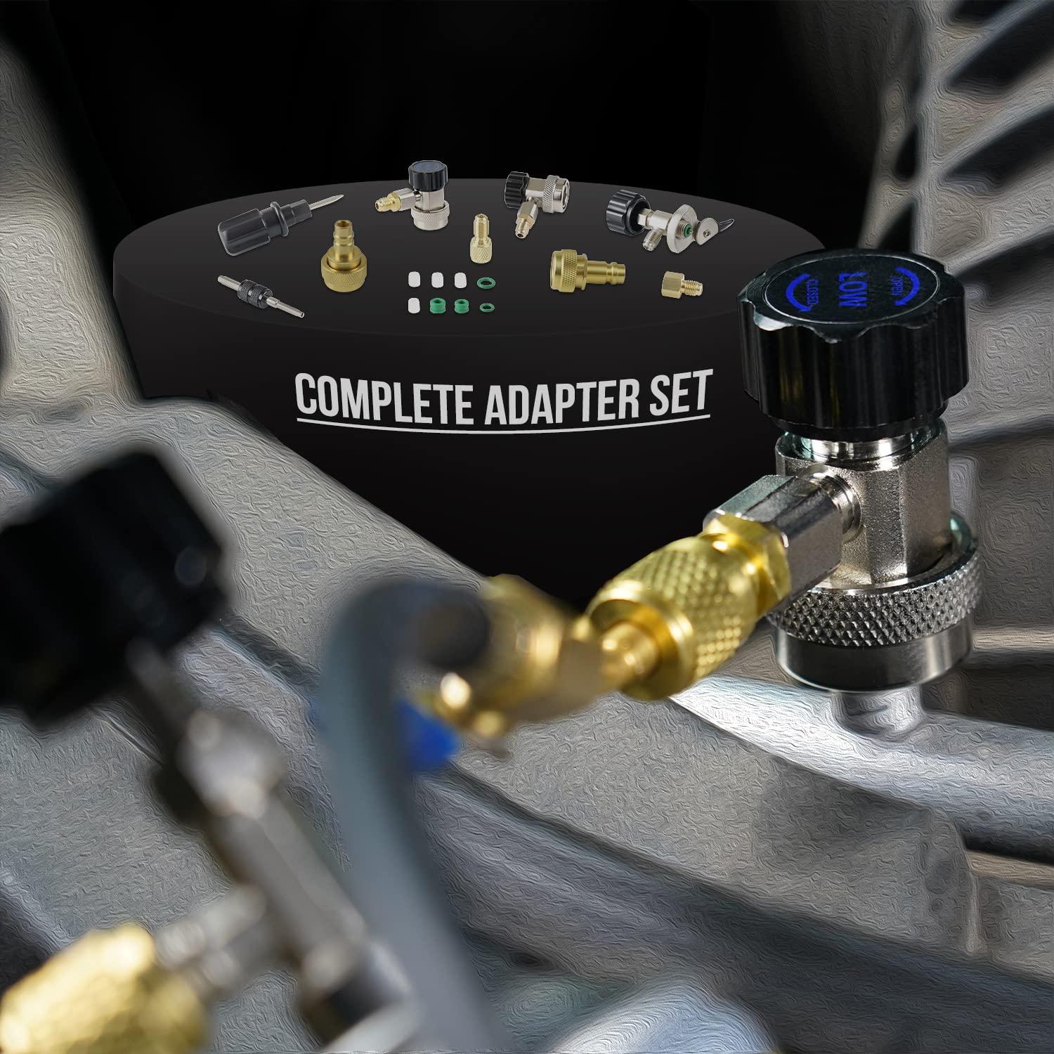 imageLichamp AC R1234YF R134A Gauge Set Automotive Manifold Gauge Compatible with R1234YF R134A and R404A Refrigerants Works on Car Freon Charging and Evacuation