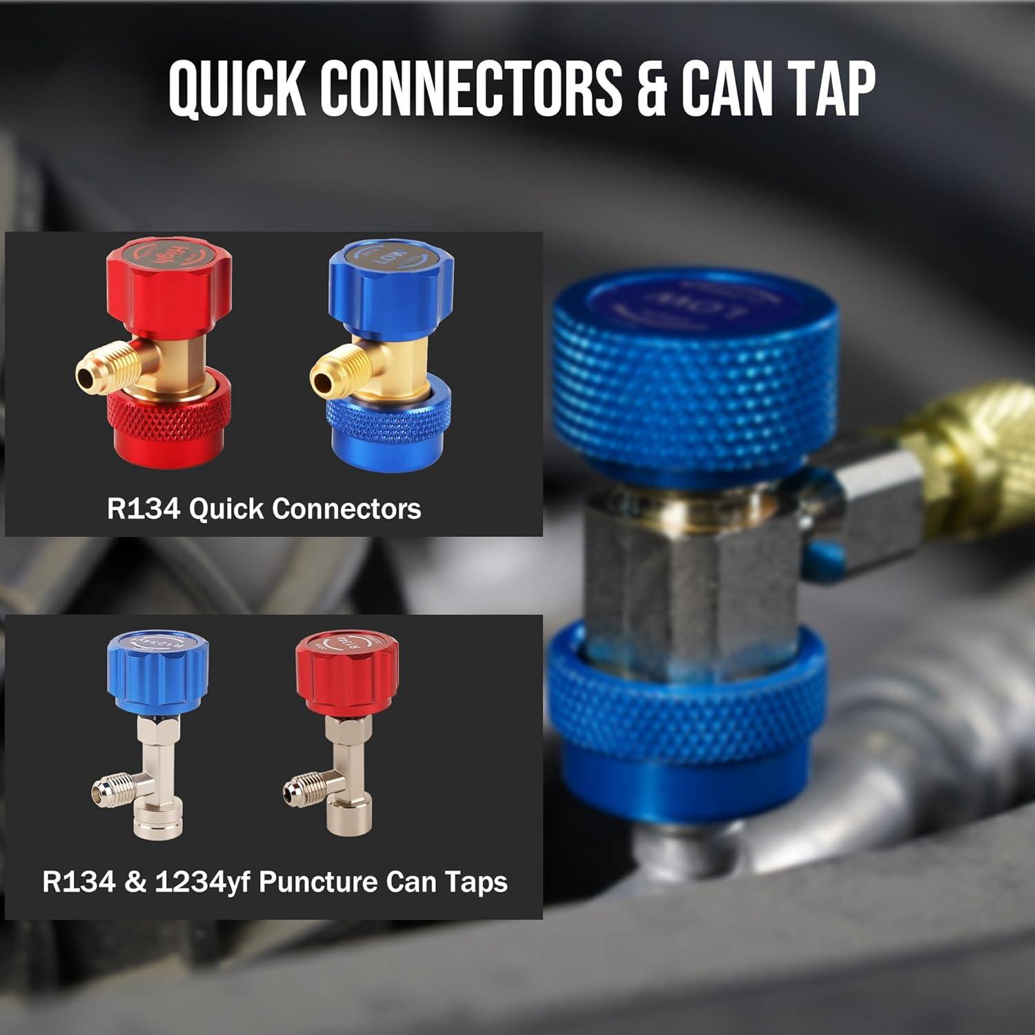imageLichamp AC R1234YF R134A Gauge Set Automotive Manifold Gauge Compatible with R1234YF and R134A Refrigerants Works on Car Freon Charging and Evacuation