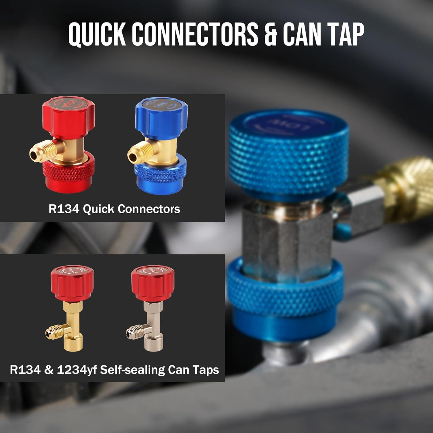 imageLichamp AC R134A Gauge Set Automotive Manifold Gauge Compatible with R32 R134A and R410 Refrigerants Works on Car Freon Charging and Evacuation