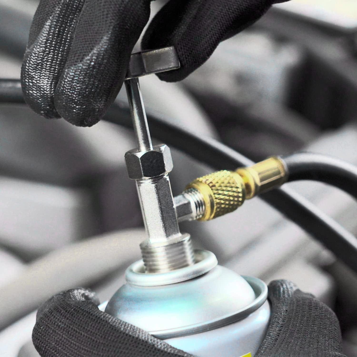 imageLichamp AC R134A Refrigerator Freon Recharge Kit with Bullet Piercing Valve Piercing and SelfSealing Can Tap 134A A201