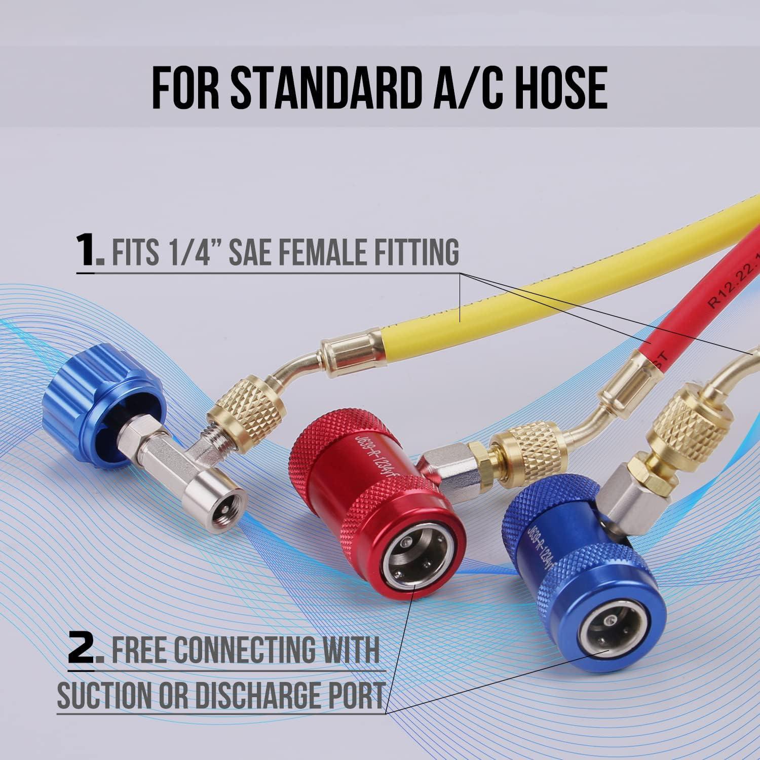 imageLichamp Car AC R1234YF Adapter with Self Sealing Can Tap AC R1234 Quick Couplers Connectors Kit