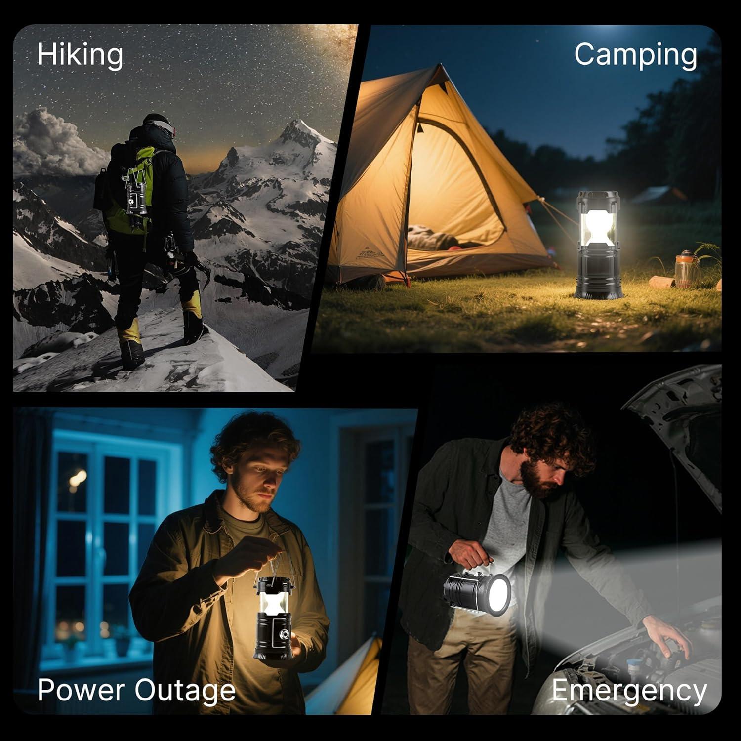 imageLichamp Collapsible Portable Solar Camping Lantern USB Rechargeable LED Flashlight Survival Kits for Power Outages Hurricane Supplies Emergency Indoor ampamp Outdoor 4Pack