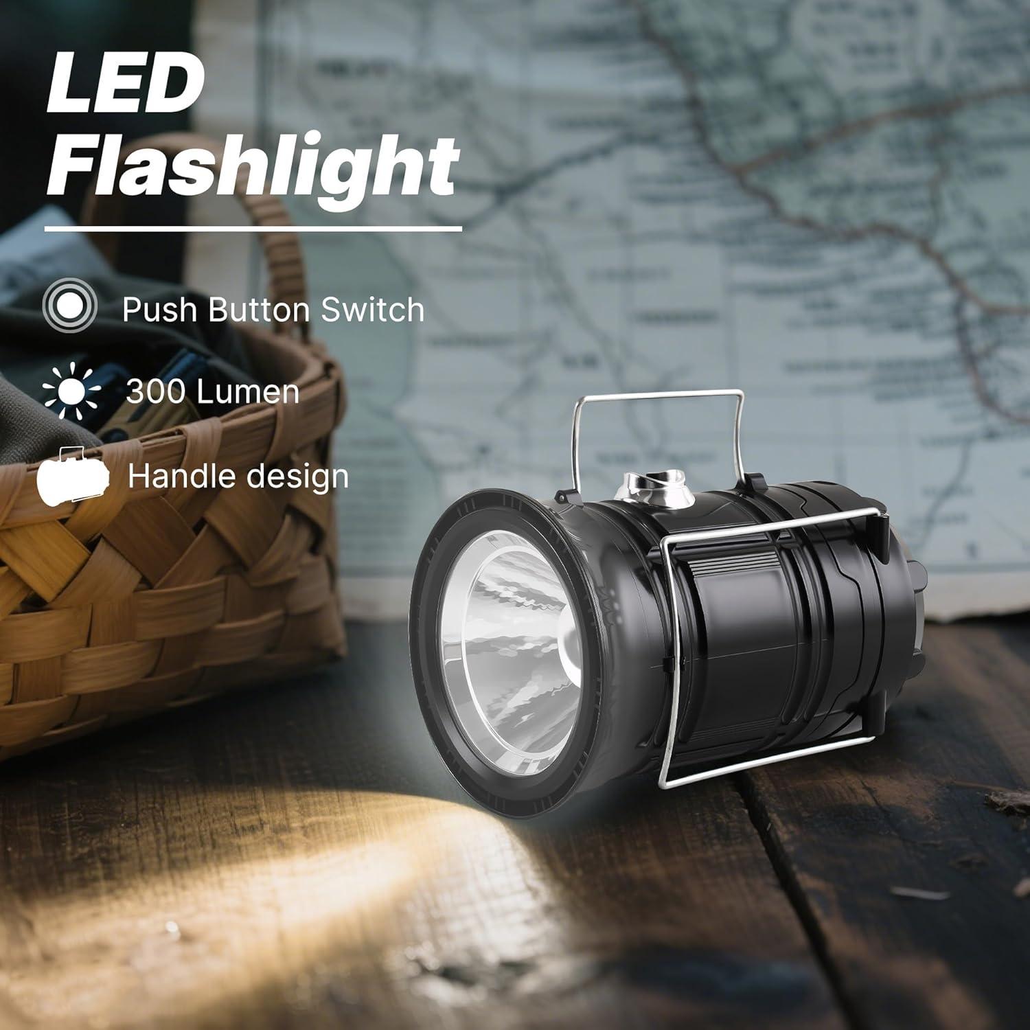 imageLichamp Collapsible Portable Solar Camping Lantern USB Rechargeable LED Flashlight Survival Kits for Power Outages Hurricane Supplies Emergency Indoor ampamp Outdoor 4Pack