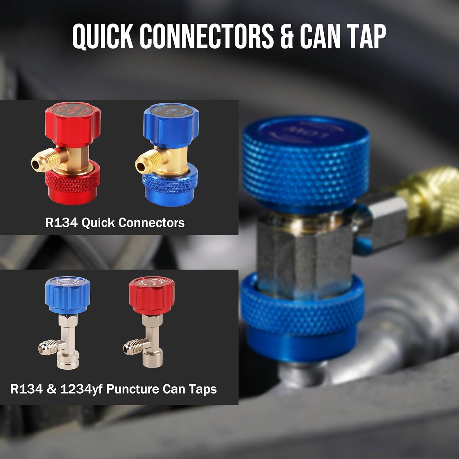 imageLichamp HVAC Gauges with 5 FT Hoses AC Manifold Gauge Set R134A R1234 R410A and R32 Refrigerant Gauges