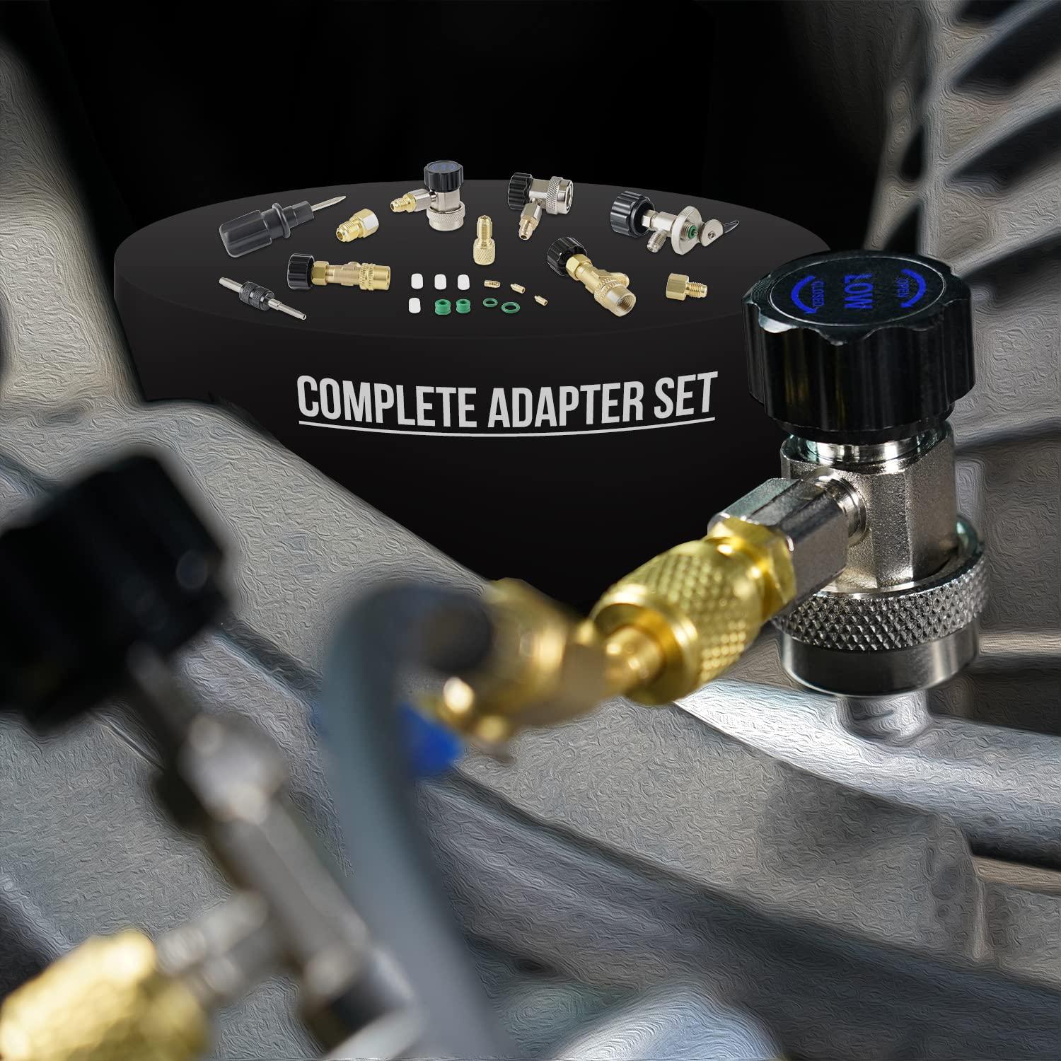 imageLichamp HVAC R410A Manifold Gauge Set AC R134A Freon R22 R32 410A 134A Diagnostic Manifold Gauge with Hose Kit Air Conditioner Refrigerant Recharge Kit