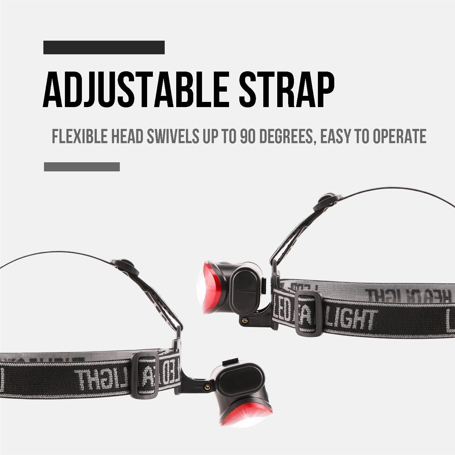 imageLichamp Headlamp 10 Pack 12 LED 3 Mode Portable Head Lamp Flashlight Outdoor Lightweight Durable Headlight for Running Camping Reading Fishing Hunting Walking Jogging Black Red Color