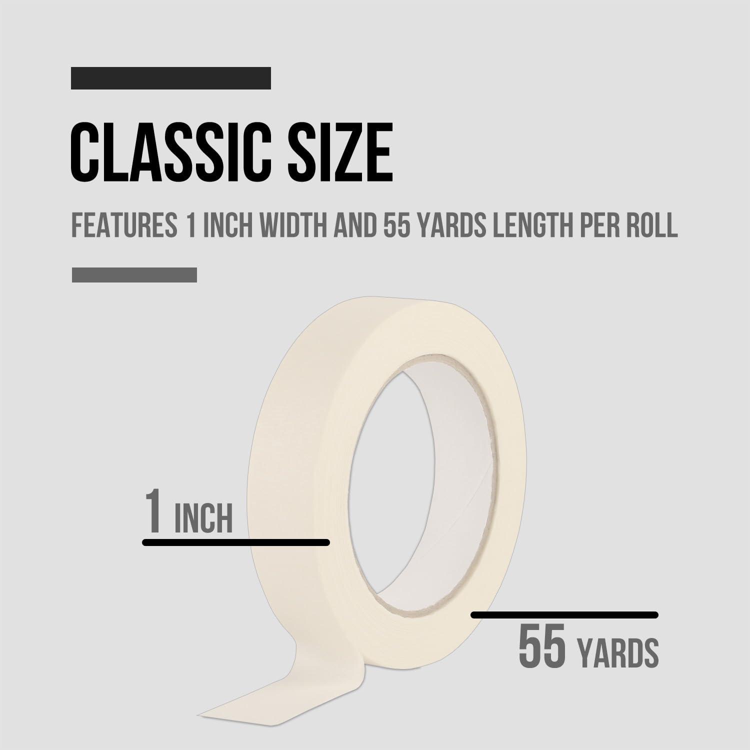 imageLichamp Masking Tape 1 inch 4 Pack General Purpose Beige White Masking Tape 1 inch x 55 Yards x 4 Rolls 220 Total Yards20 Rolls x 094 inch x 55 Yards