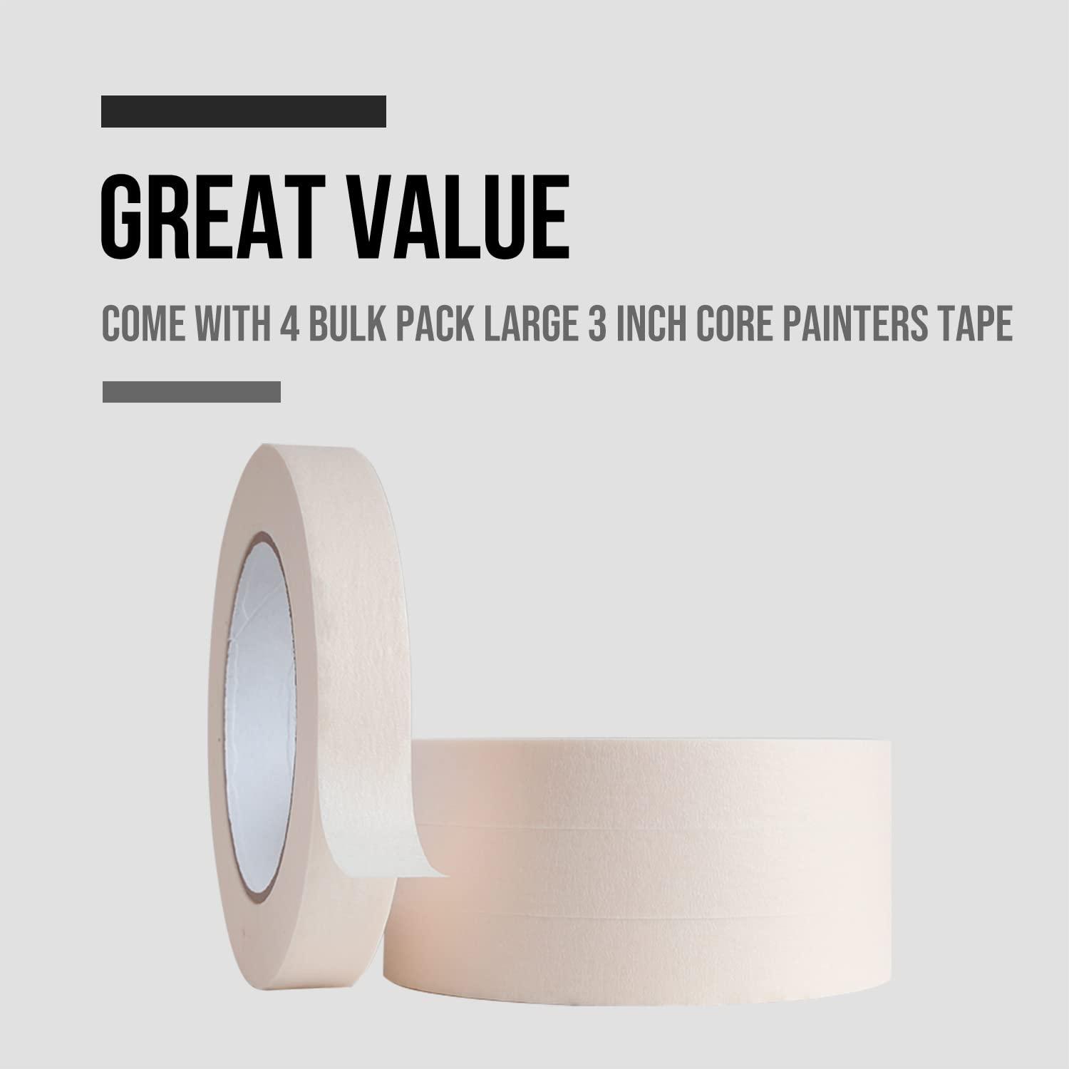imageLichamp Masking Tape 1 inch 4 Pack General Purpose Beige White Masking Tape 1 inch x 55 Yards x 4 Rolls 220 Total Yards4 Rolls x 094 inch x 55 Yards
