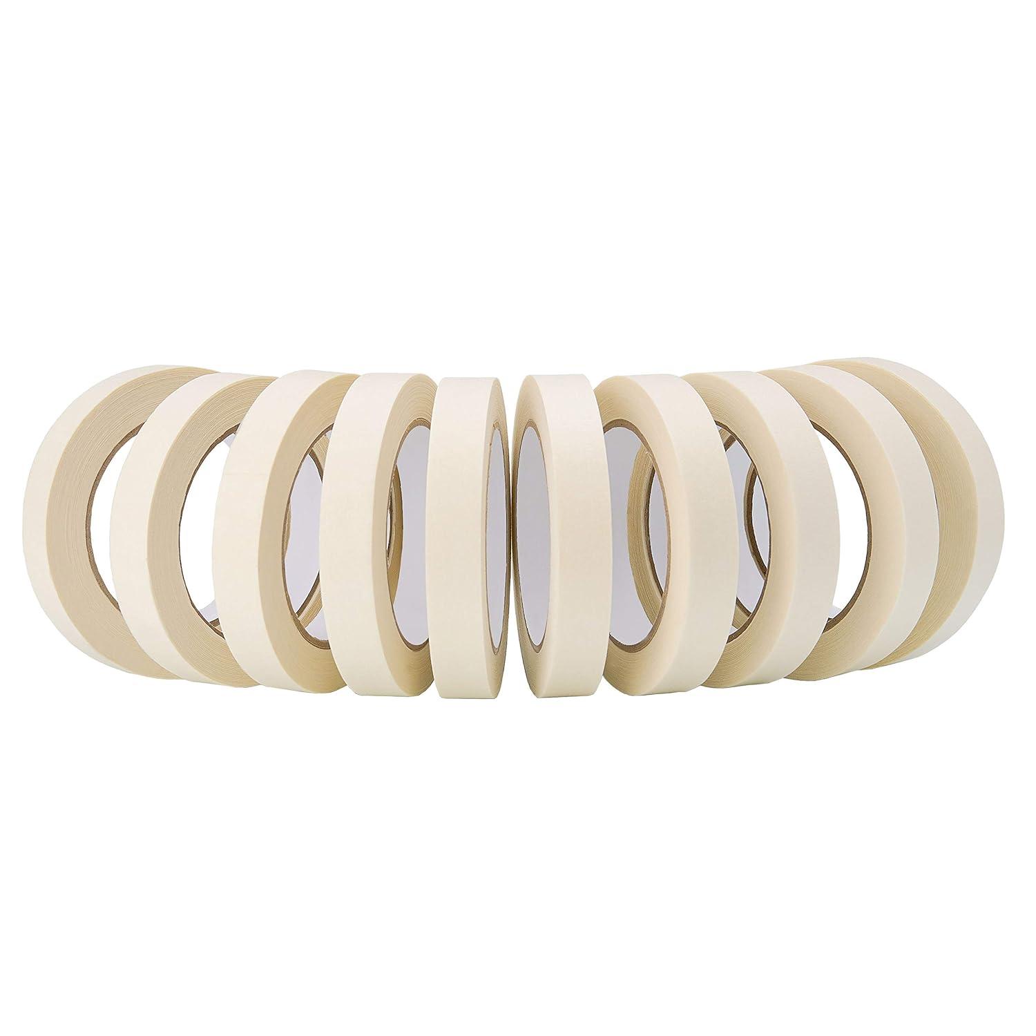 imageLichamp Masking Tape 10 Pack General Purpose Beige White Color 075 inch x 55 Yards x 10 Rolls 550 Total Yards for Painting Home Office School Stationery Arts Crafts etc 3004