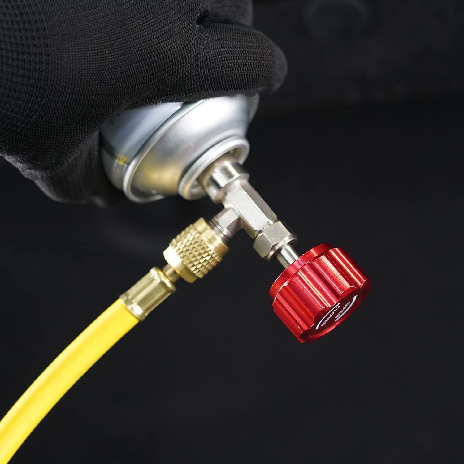 imageLichamp R134a Can Tap Automotive Self Sealing and Puncture AC Freon Can Tap 134a Adapter Fittings TA02Red