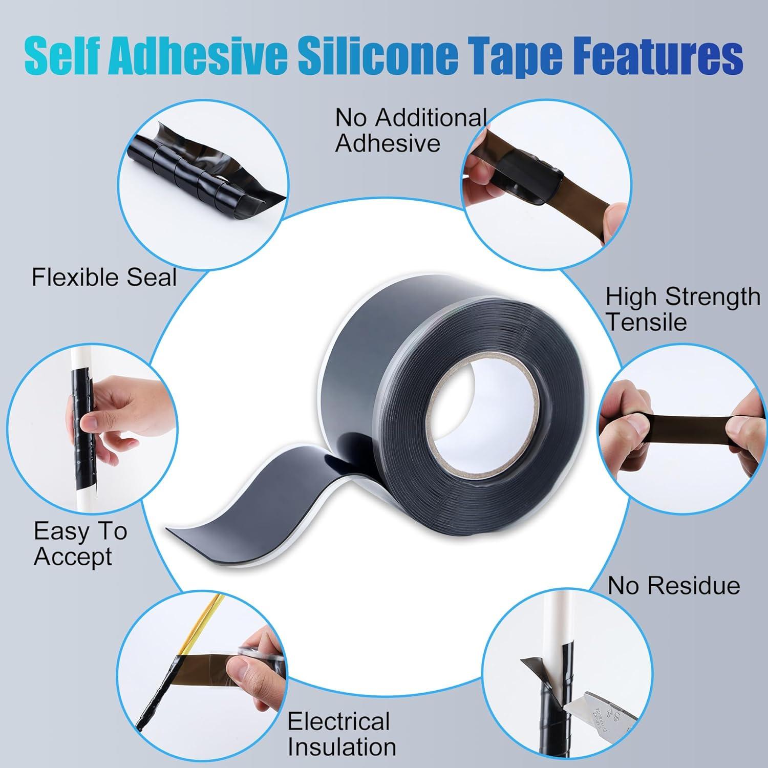 imageLichamp Seal Self Fusing Silicone Tape 1 Inch x 10 Feet x 10 Rolls Total 100 Feet for Plumbing Leak Repair and Electric Wire Wrapping Tape