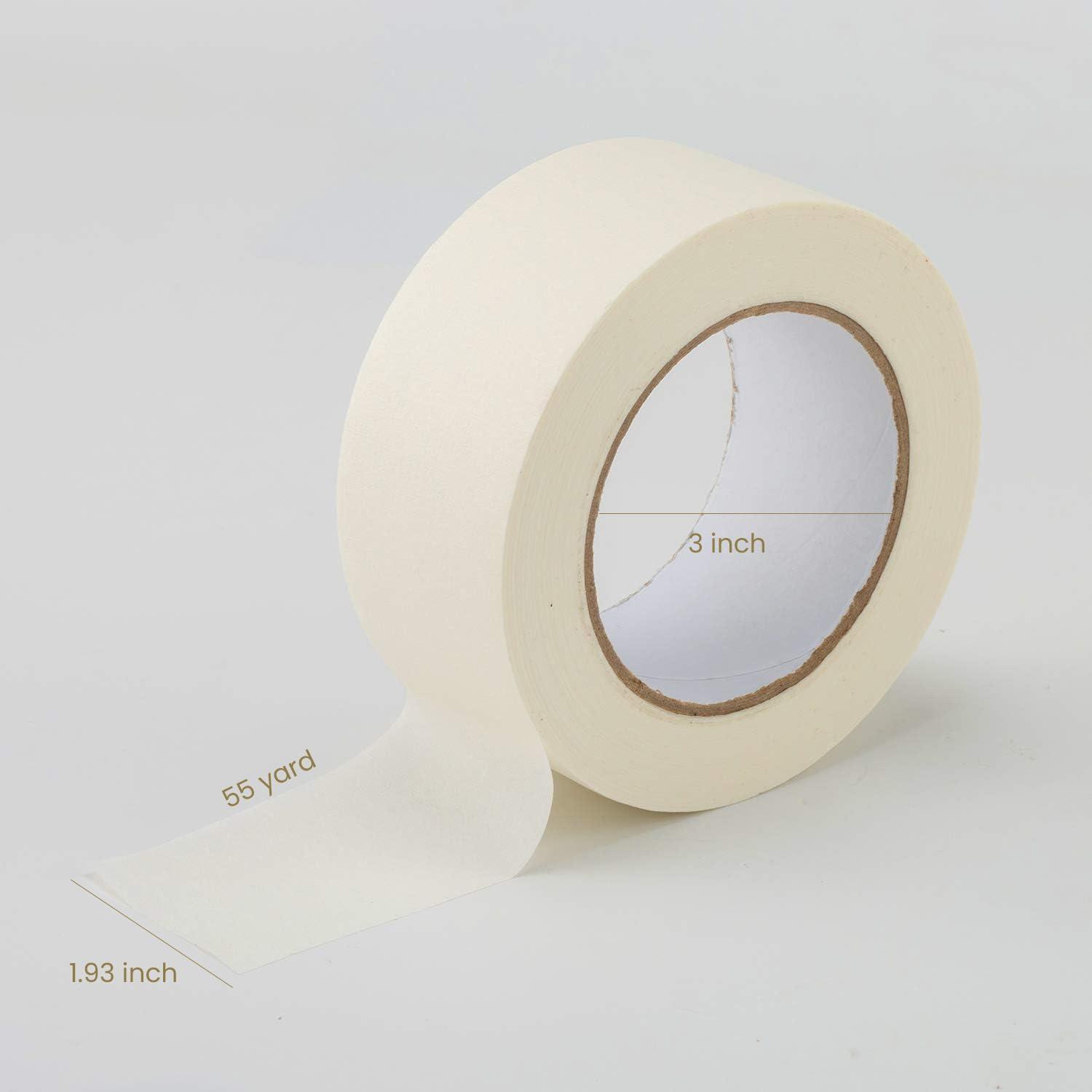 imageLichamp Wide Masking Tape 2 inches 1pc General Purpose Beige Masking Tape White Masking Paper 195 inches x 55 Yards