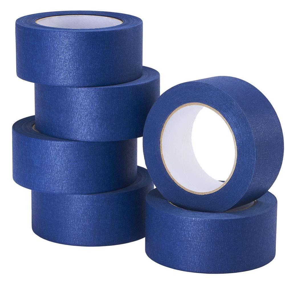 imageLICHAMP 6Piece Blue Painters Tape 2 inches Wide Blue Masking Tape Painters Bulk Multi Pack 195 inch x 55 Yards x 6 Rolls 330 Total Yards