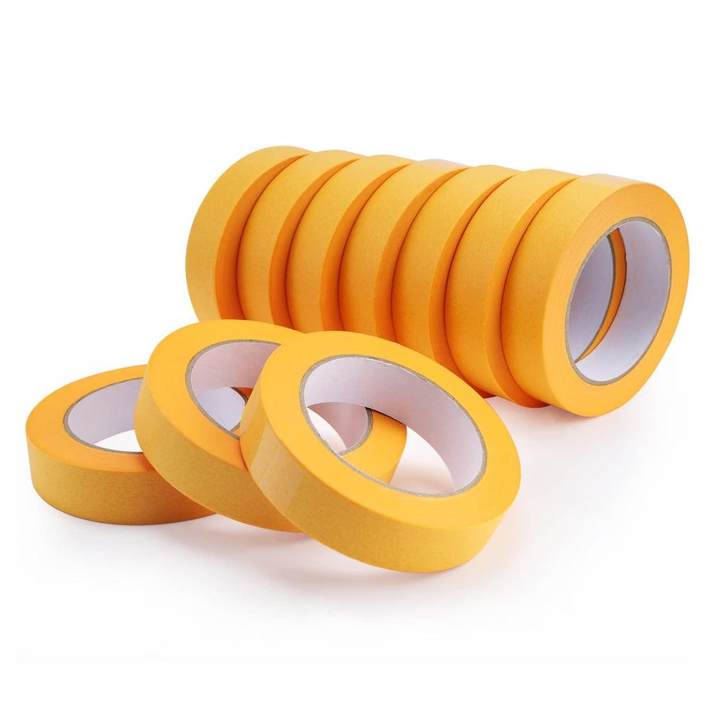 imageLichamp 10 Bulk Pack 1 Inch Yellow Painters Tape Orange Masking Tape 095 inch x 55 Yard x 10 roll 1010YNTotal 550 Yards
