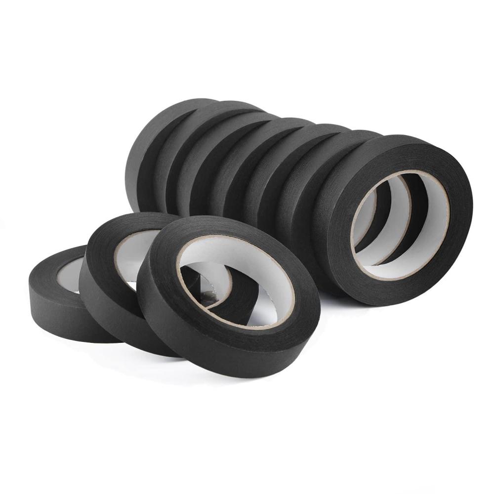 imageLichamp 10 Pack Black Painters Tape 1 inch Medium Adhesive Black Masking Tape Bulk Multi Pack 1 inch x 55 Yards x 10 Rolls 550 Total Yards