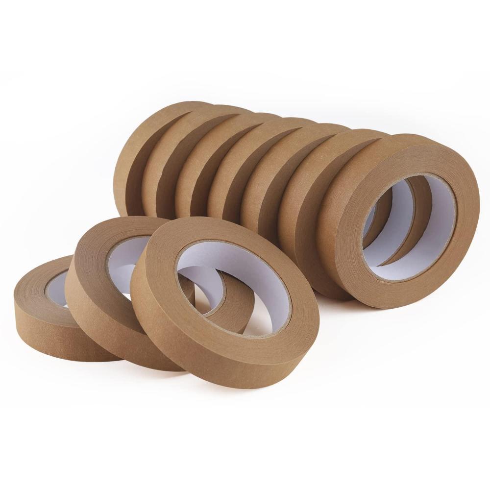 imageLichamp 10 Pack Brown Painters Tape 1 inch Medium Adhesive Brown Masking Tape Bulk Multi Pack 1 inch x 55 Yards x 10 Rolls 550 Total Yards