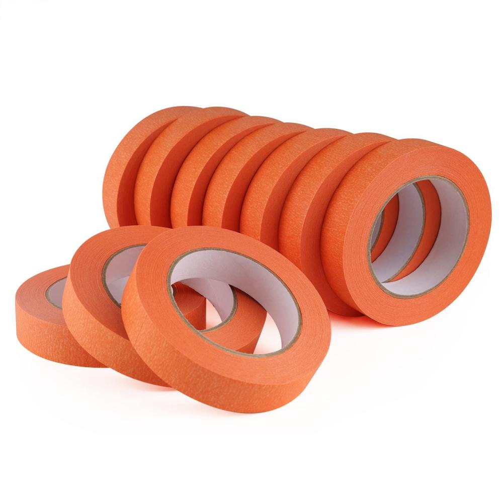 imageLichamp 10 Pack Orange Painters Tape 1 inch Medium Adhesive Orange Masking Tape Bulk Multi Pack 1 inch x 55 Yards x 10 Rolls 550 Total Yards