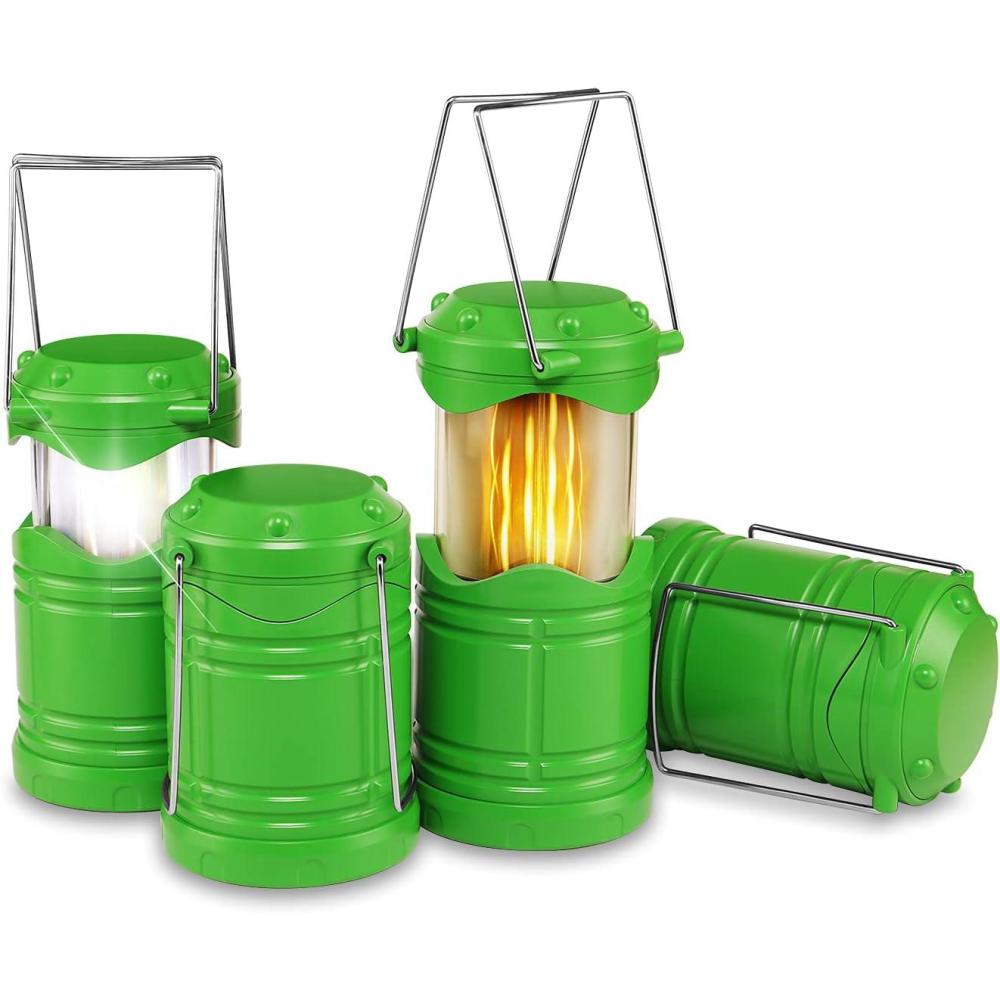 imageLichamp 4 Pack LED Camping Lanterns Collapsible Flameless Candles Tea Lights Portable Battery Powered Camping Lights Emergency Supplies Kit GreenGreen