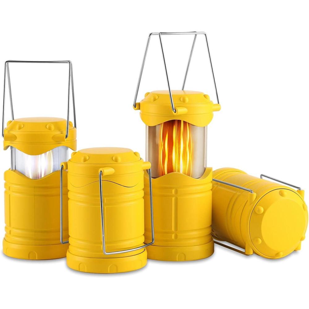 imageLichamp 4 Pack LED Camping Lanterns Collapsible Flameless Candles Tea Lights Portable Battery Powered Camping Lights Emergency Supplies Kit GreenYellow