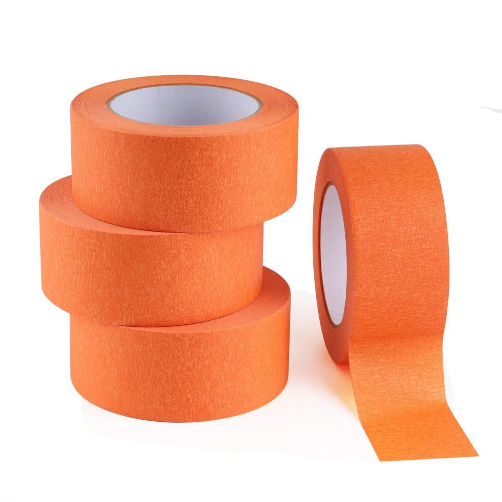 imageLichamp 4 Pack Orange Painters Tape 2 inch Wide Medium Adhesive Orange Masking Tape Bulk Multi Pack 2 inch x 55 Yards x 4 Rolls 220 Total Yards