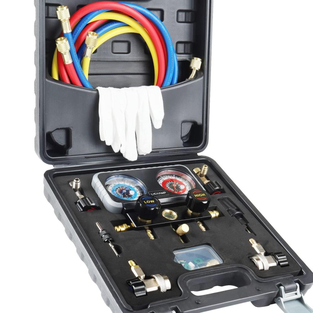 imageLichamp AC Gauges AC Manifold Gauge Set for R134a R22 R12 R502 Professional A302