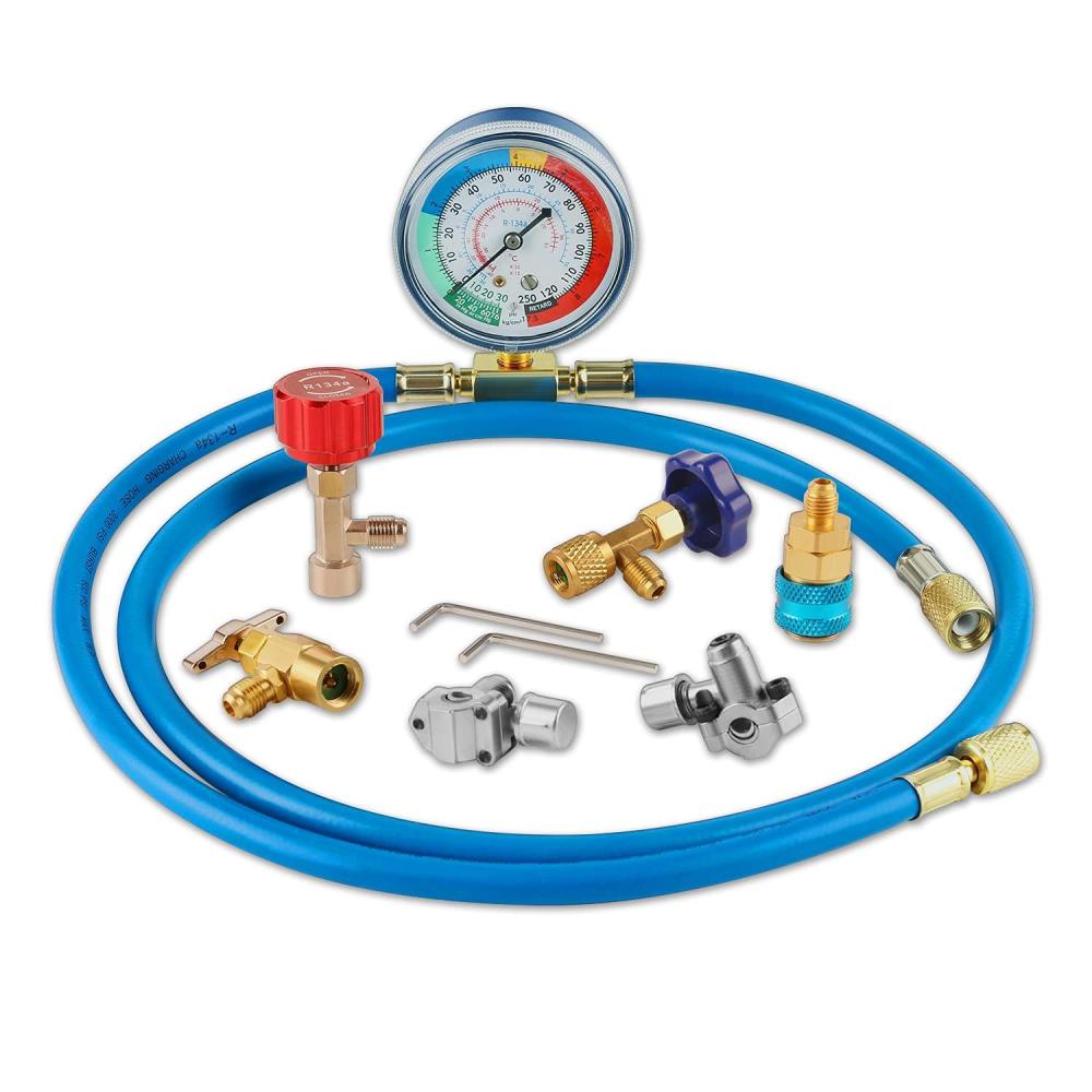 imageLichamp AC R134A Refrigerator Freon Recharge Kit with Bullet Piercing Valve Piercing and SelfSealing Can Tap 134A