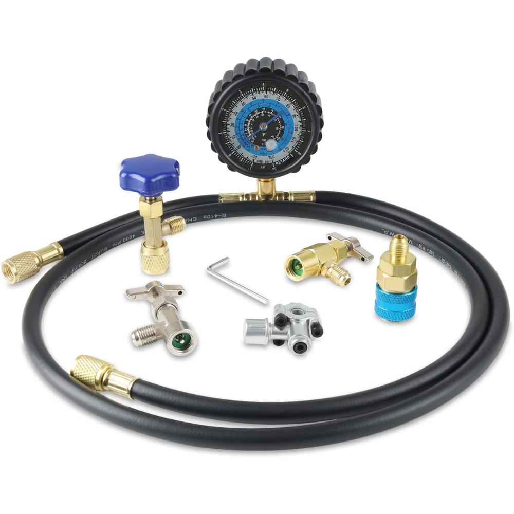 imageLichamp AC R134A Refrigerator Freon Recharge Kit with Bullet Piercing Valve Piercing and SelfSealing Can Tap 134A A201