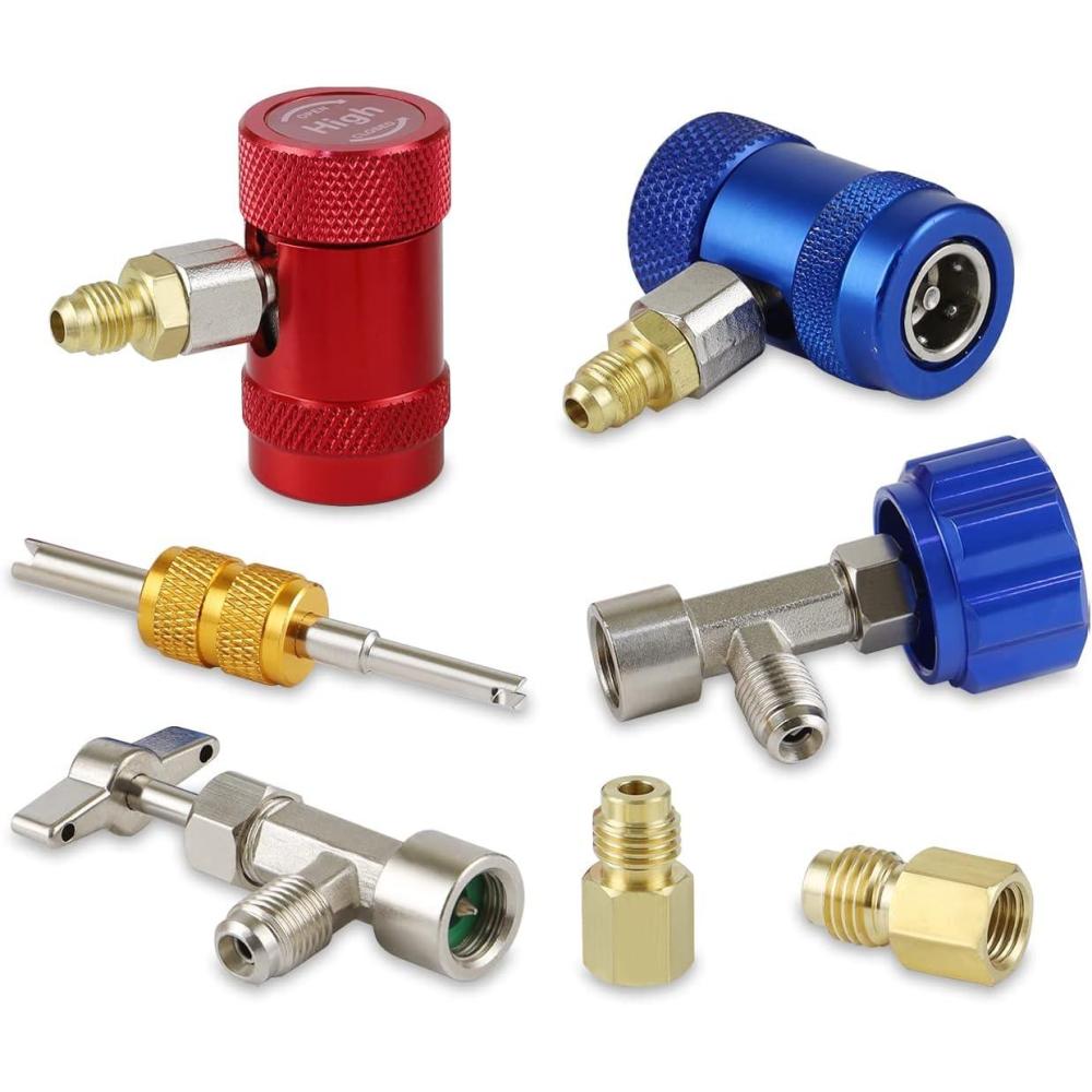 imageLichamp Car AC R1234YF Adapter with Self Sealing Can Tap AC R1234 Quick Couplers Connectors Kit