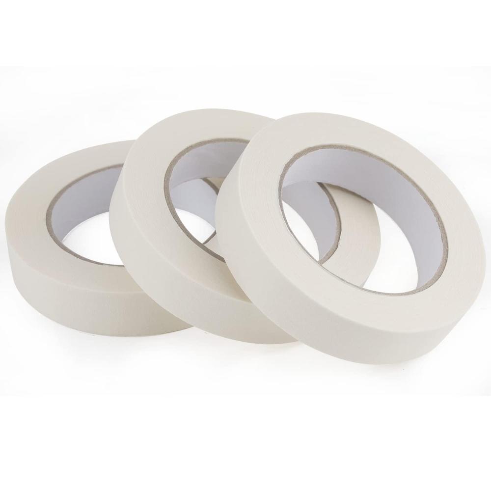 imageLichamp Masking Tape 1 inch 4 Pack General Purpose Beige White Masking Tape 1 inch x 55 Yards x 4 Rolls 220 Total Yards3 Rolls x 094 inch x 55 Yards