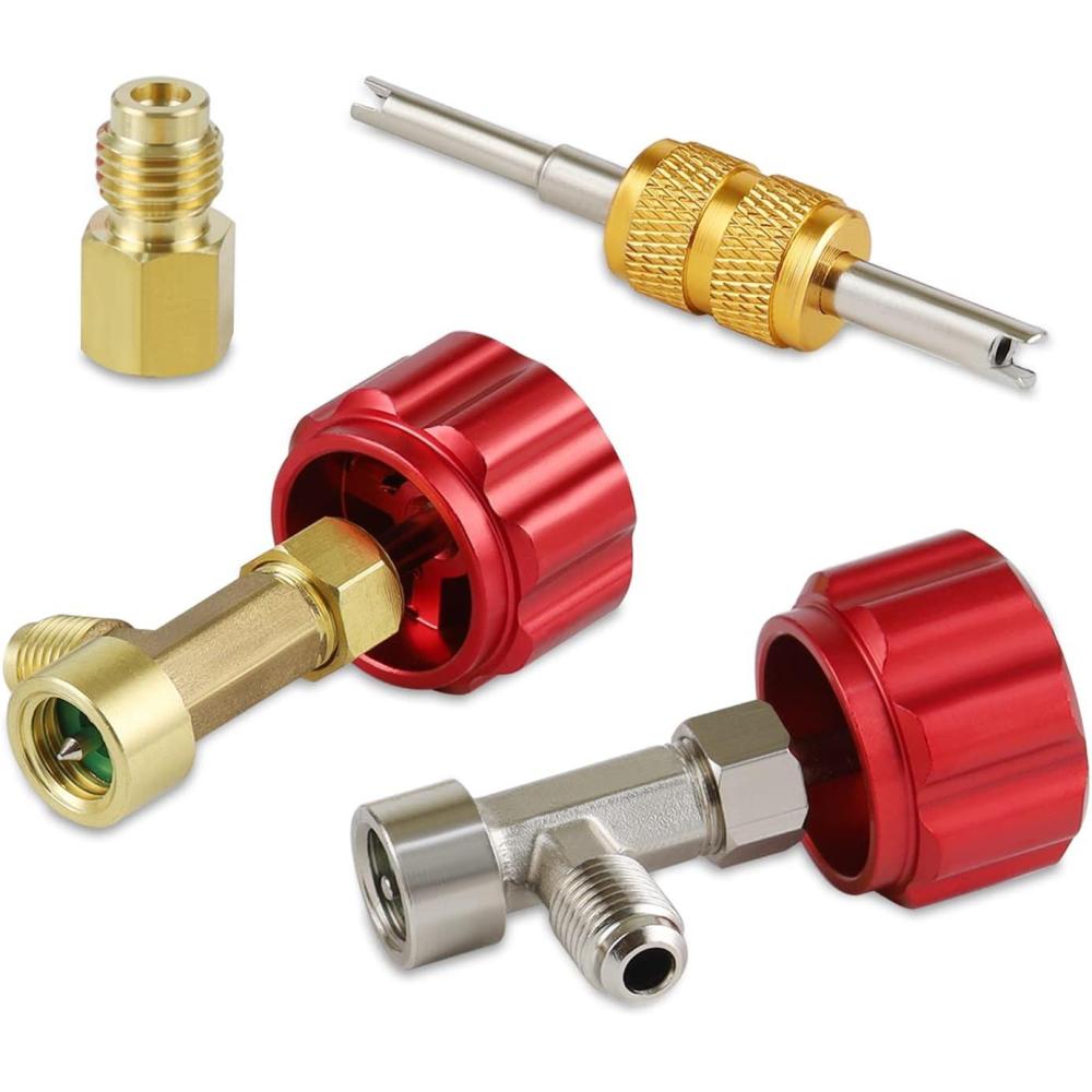 imageLichamp R134a Can Tap Automotive Self Sealing and Puncture AC Freon Can Tap 134a Adapter Fittings TA02Red