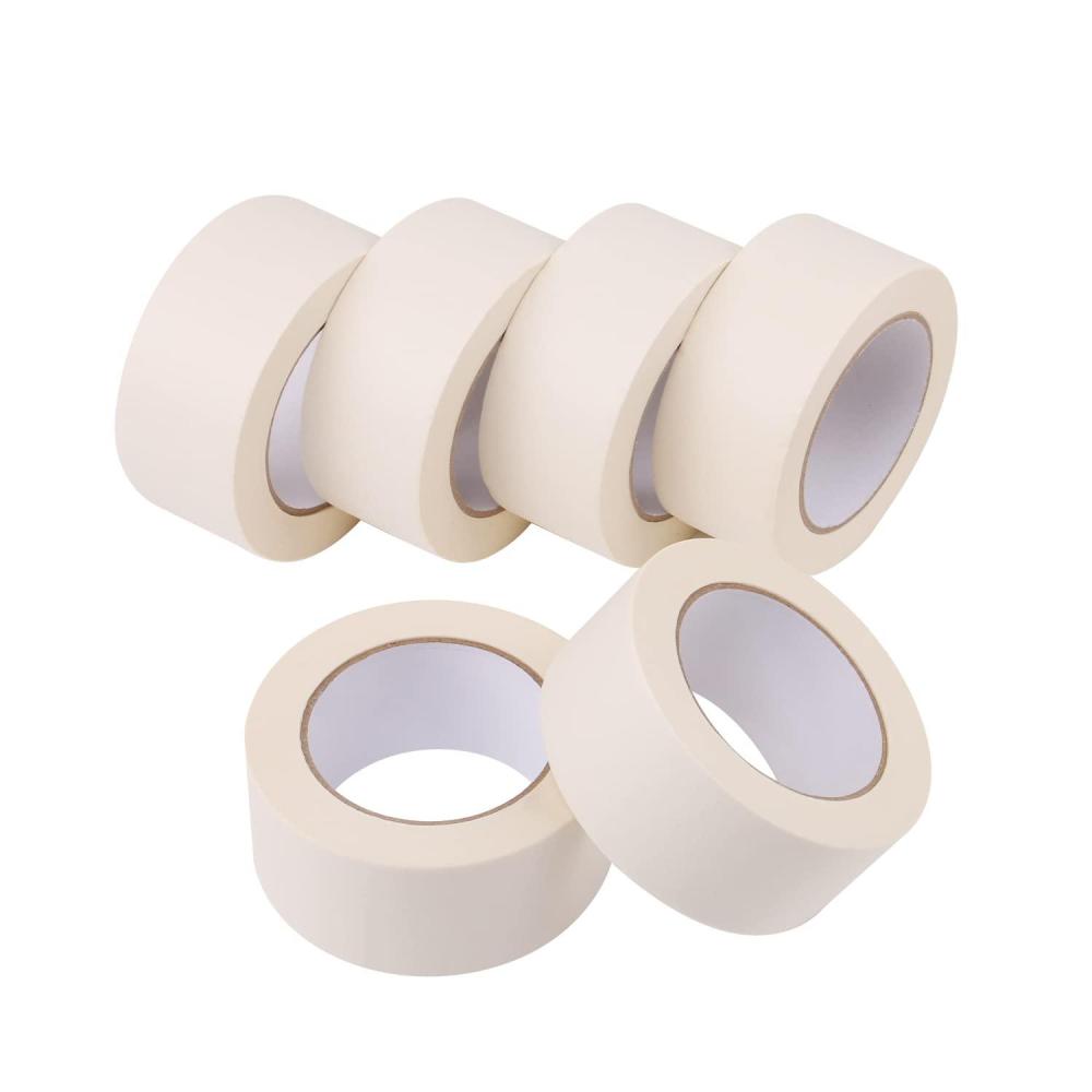 imageLichamp Wide Masking Tape 2 inches 6Pack White Masking Tape Bulk Multi Pack General Purpose ampamp High Performance 195 inches x 55 Yards x 6 Rolls 330 Total Yards