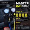 Lichamp HVAC Gauges with Hoses, AC Manifold Gauge Set R134A R410A R404A R22 Refrigerant Gauges
