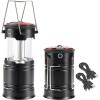 Lichamp 2 Pack Camping Lanterns Rechargeable and Battery Powered, Dual Power Source and 4 Mode Lantern Flashlight COB Camp Light for Power Outages, Camping Supplies and Home Hurricane Supplies, E2BK
